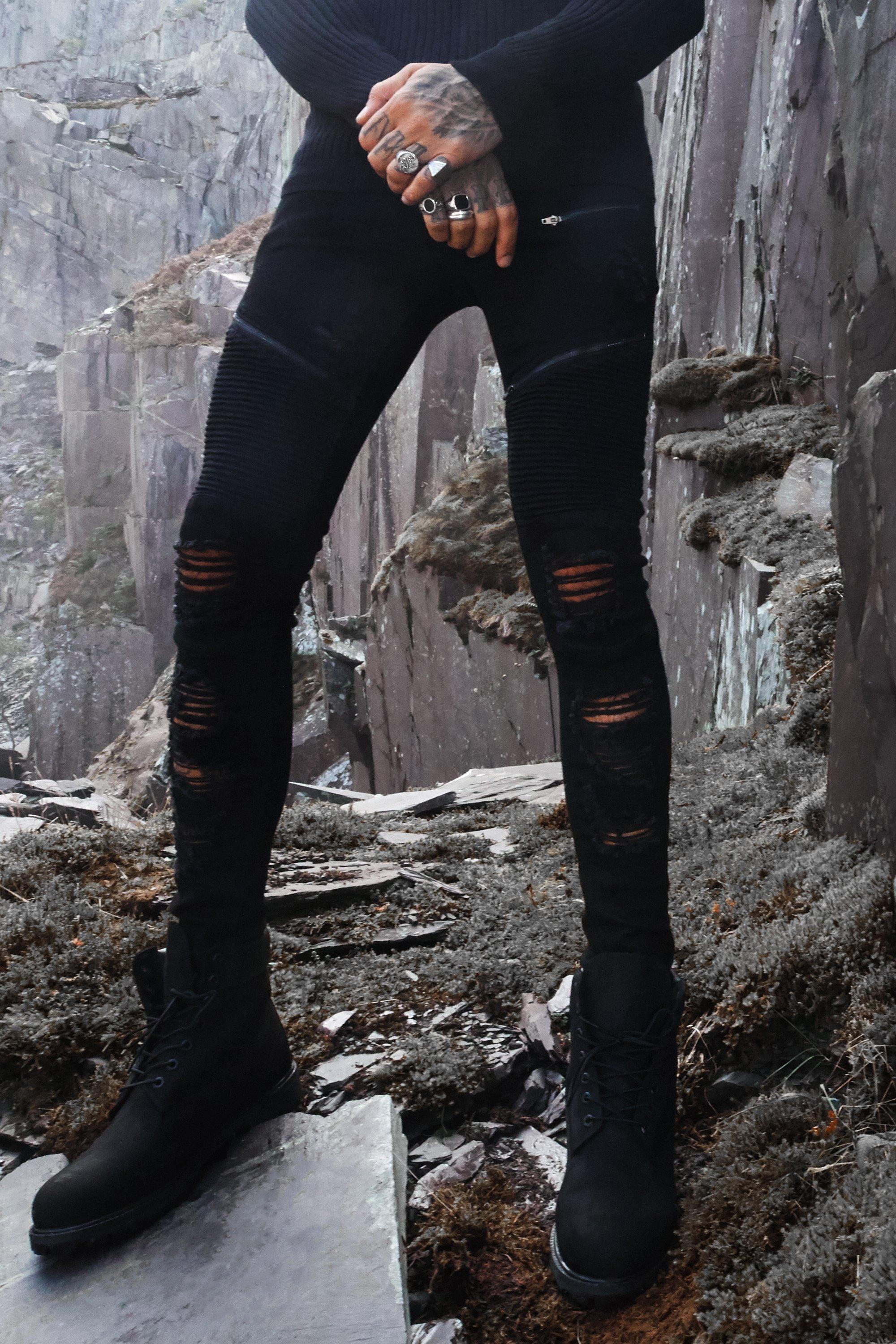 black ripped super skinny jeans