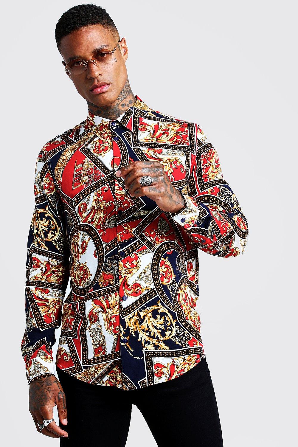 chain print shirt mens