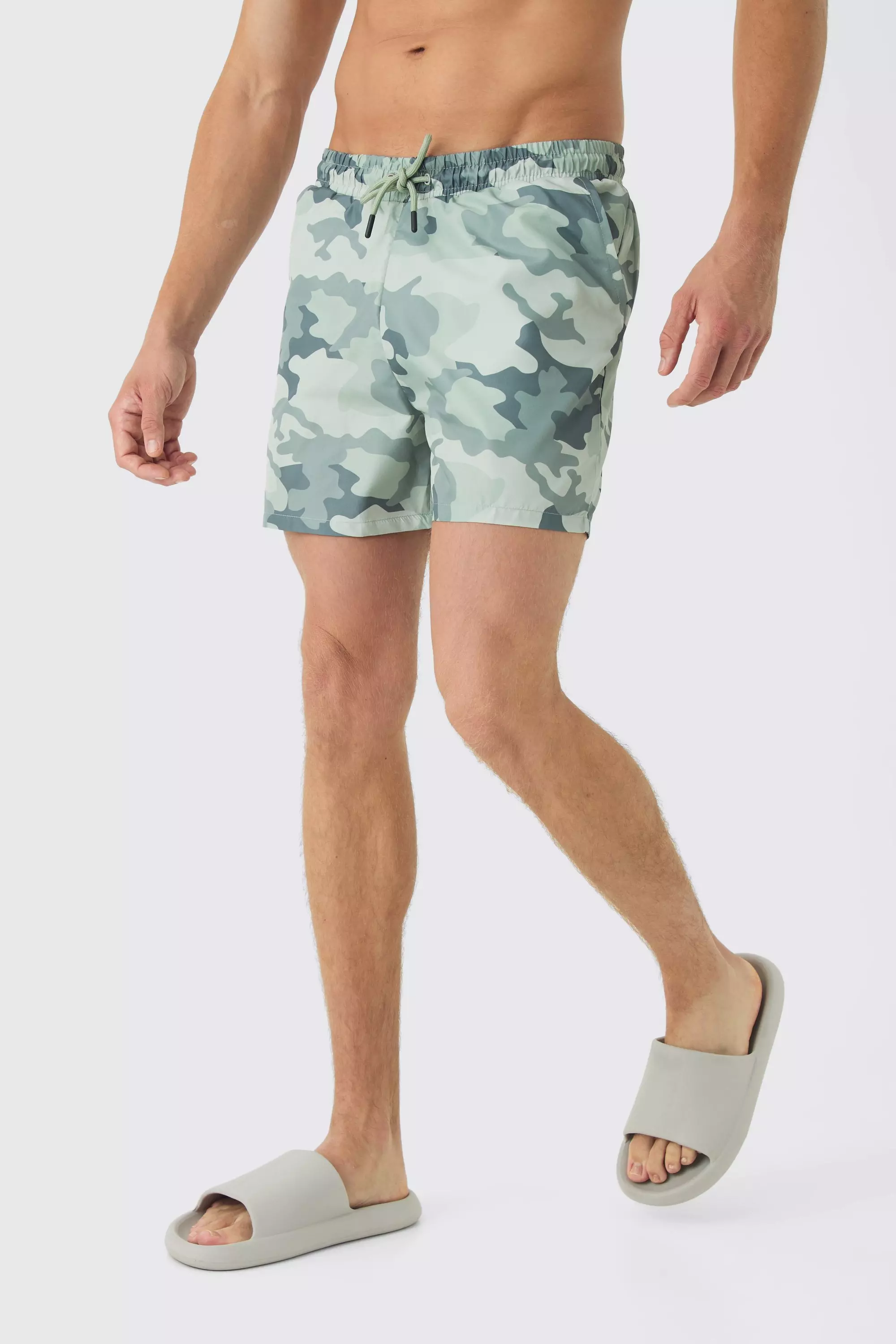 Camo Mid Length Swim Trunks Camo