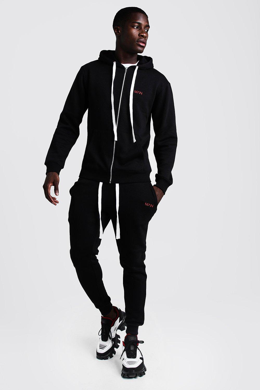 black slim fit tracksuit