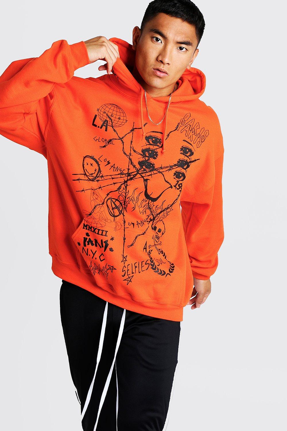 neon hoodie orange