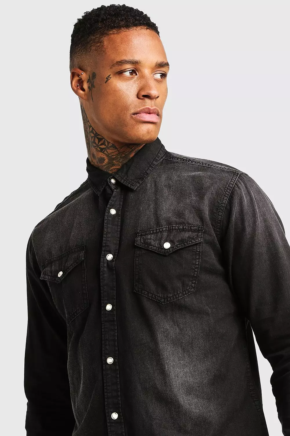 Black denim fashion shirt