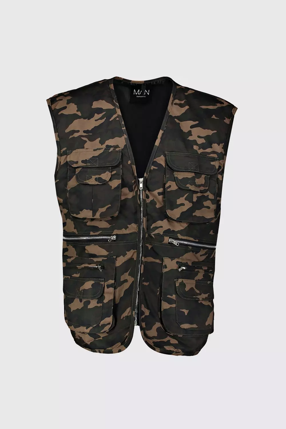 Big & Tall Cotton Camo Utility Vest | boohooMAN USA