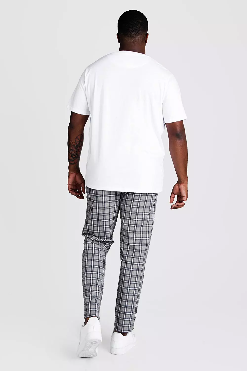 Plus Size Skinny Fit Woven Check Joggers boohooMAN
