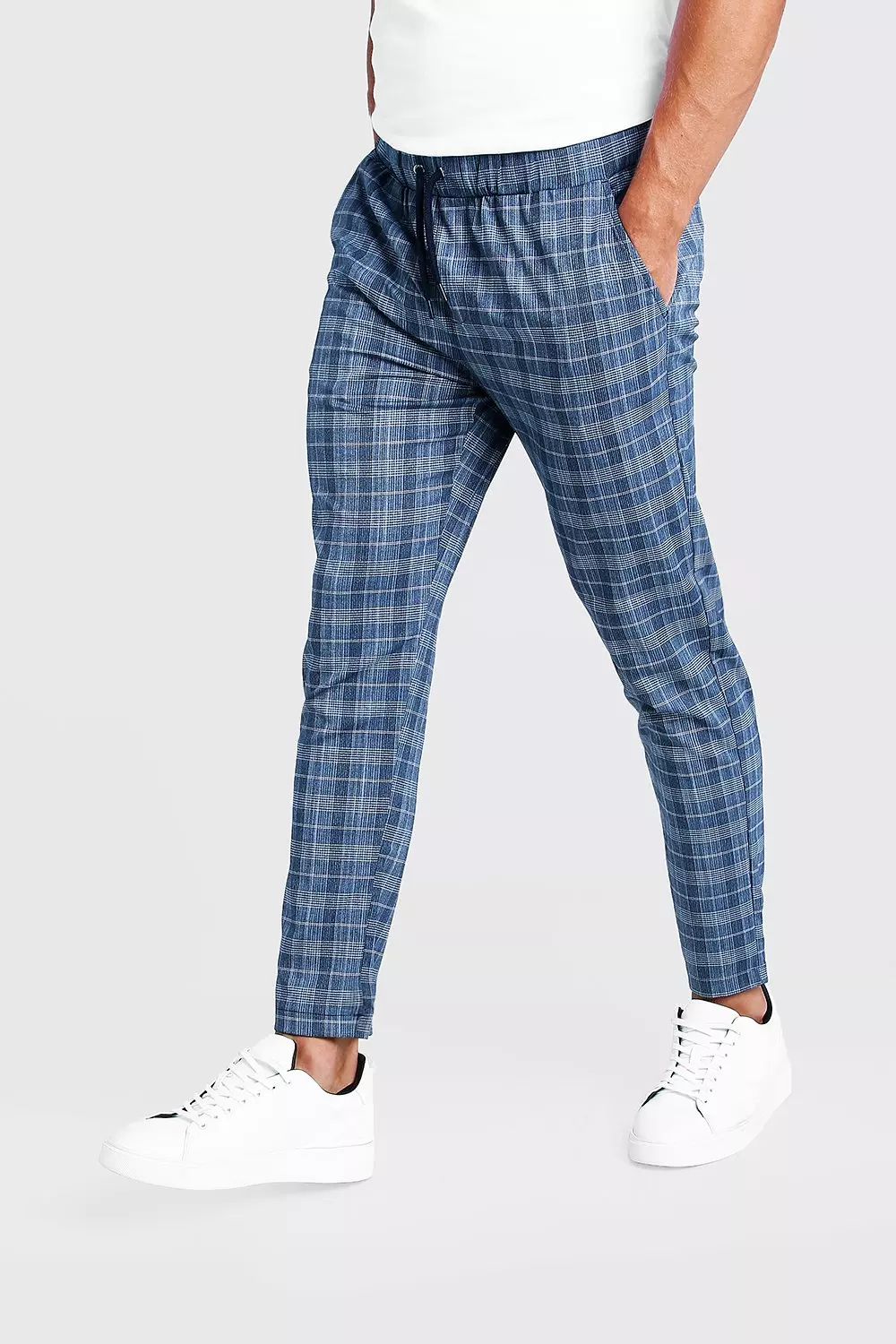Check Smart Cropped Jogger Trouser boohooMAN