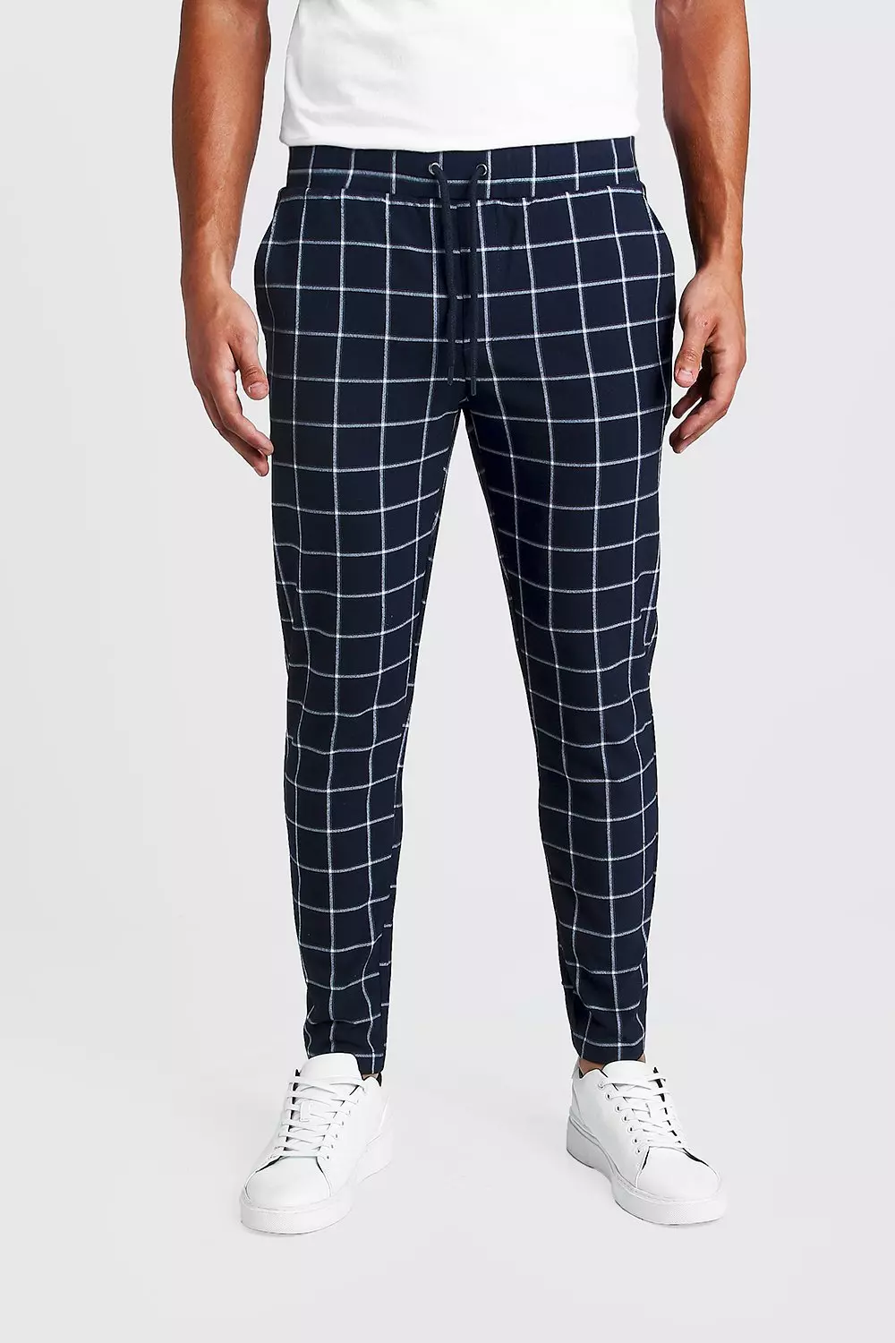 Boohooman checked joggers store