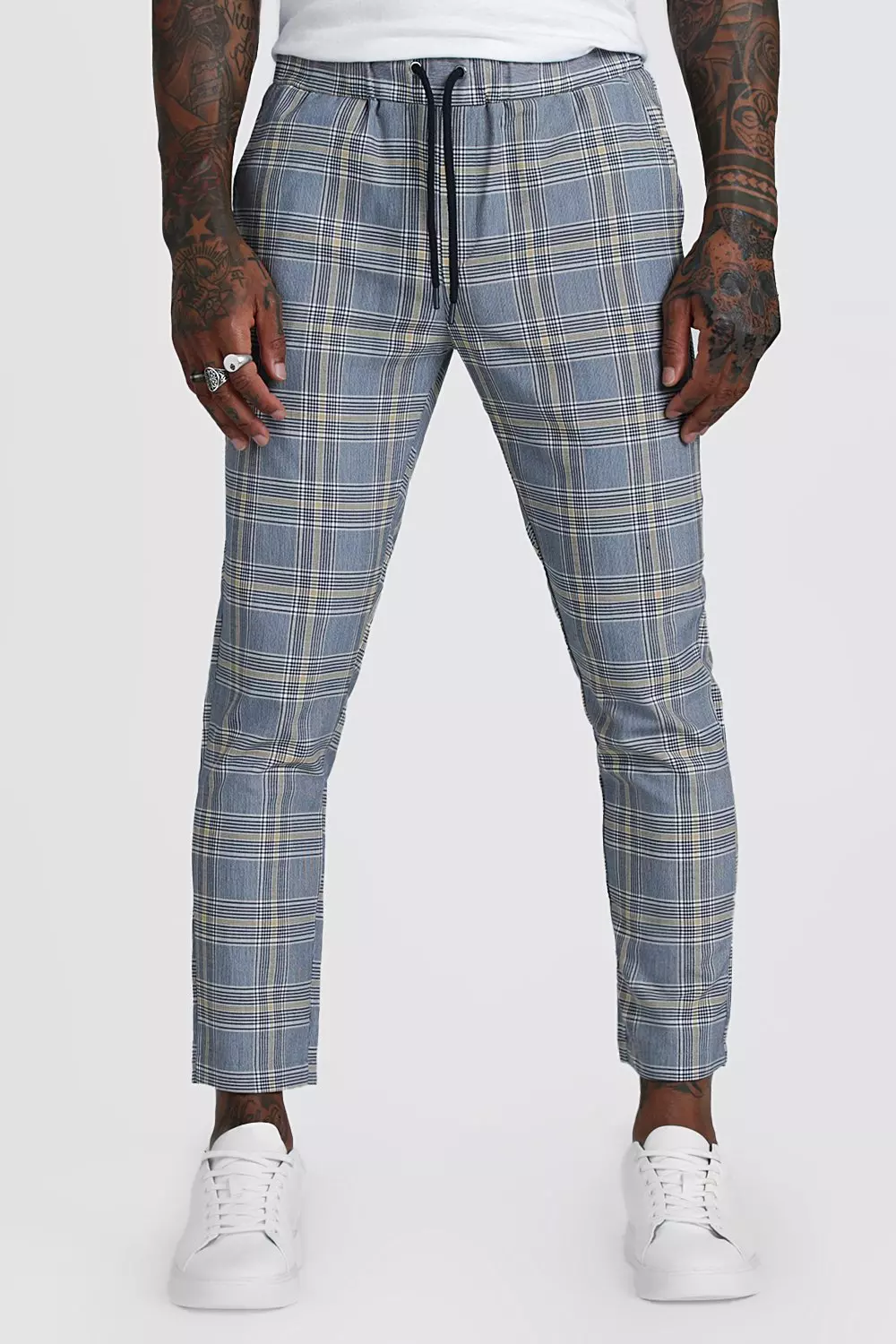 Check Smart Jogger Cropped Trouser boohooMAN USA