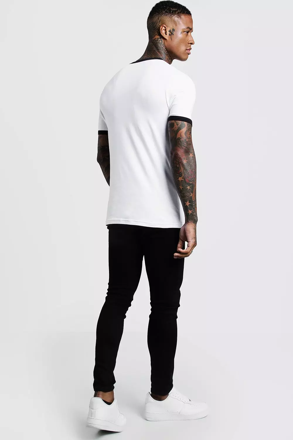 Basic Muscle Fit Ringer T-Shirt | boohooMAN USA