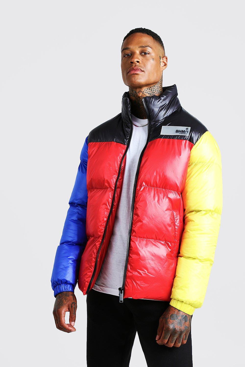 Colour Block Hand Filled Puffer | boohooMAN