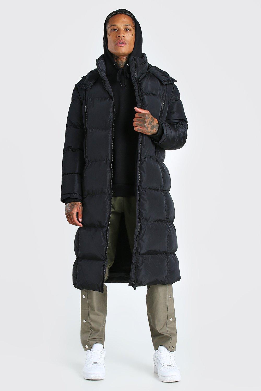 Longline Duvet Puffer With Zips Boohooman Uk