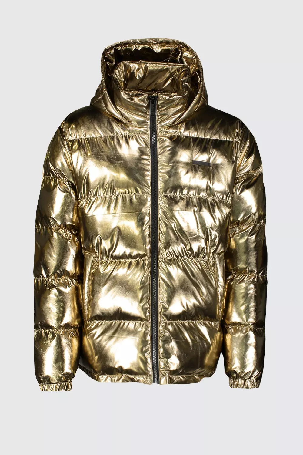 Plus Size Metallic Puffer Jacket boohooMAN USA