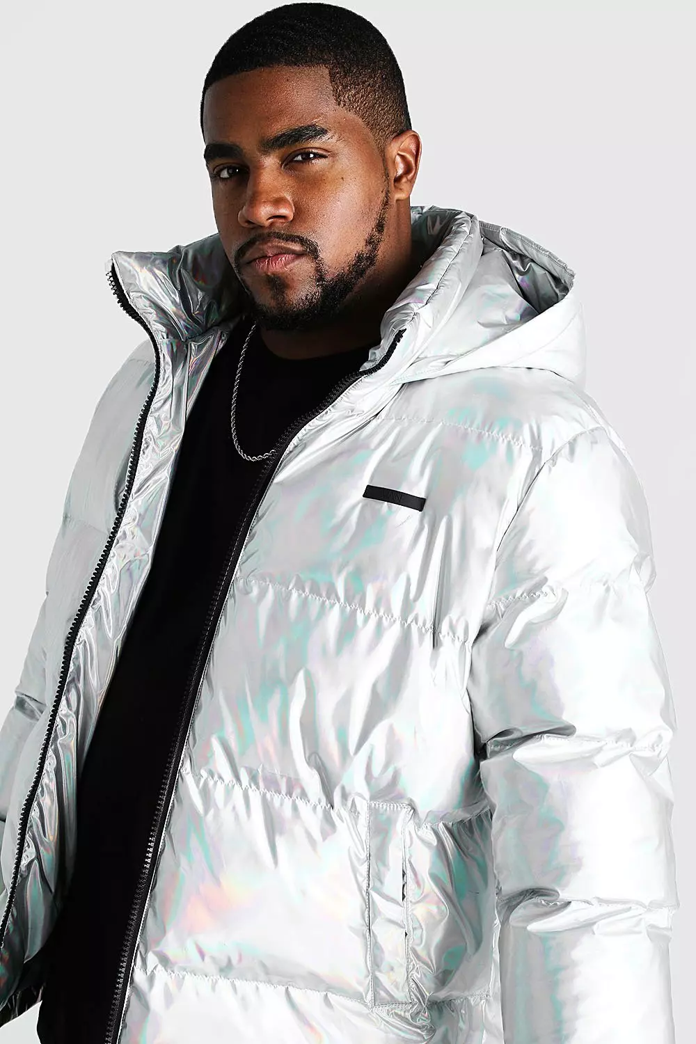 Plus size metallic puffer jacket online