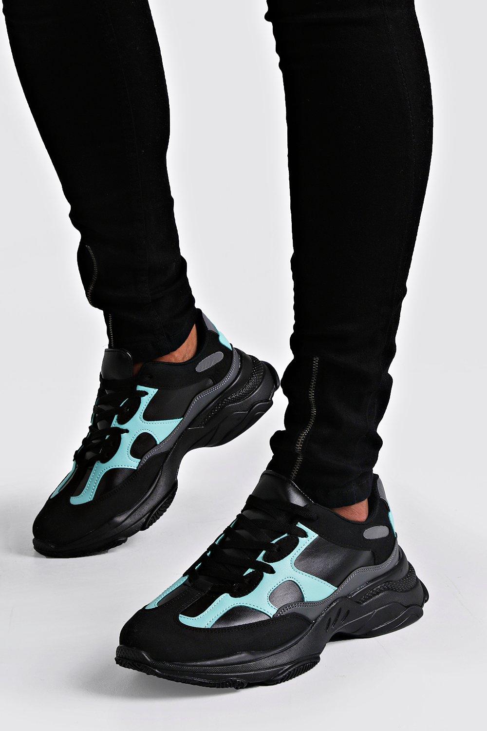 Neon & Reflective Chunky Trainer - boohooMAN