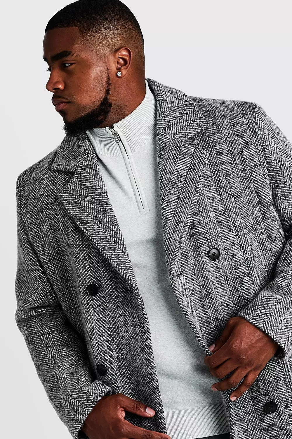 Plus size double breasted wool coat deals