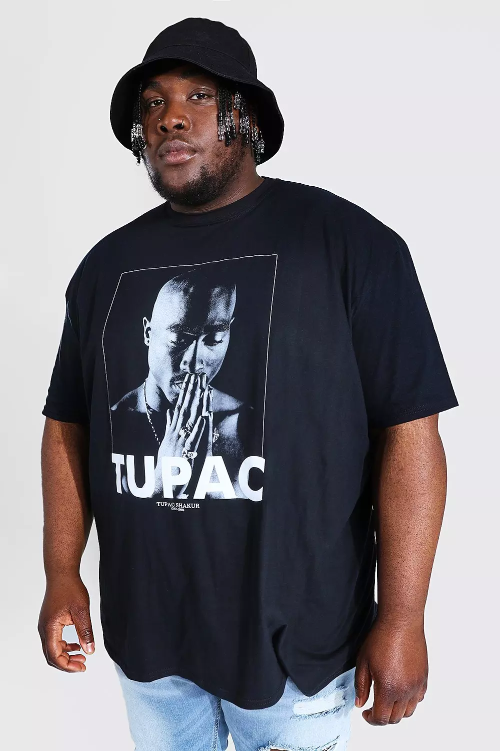 Black Plus Size Tupac License T-Shirt alternative image