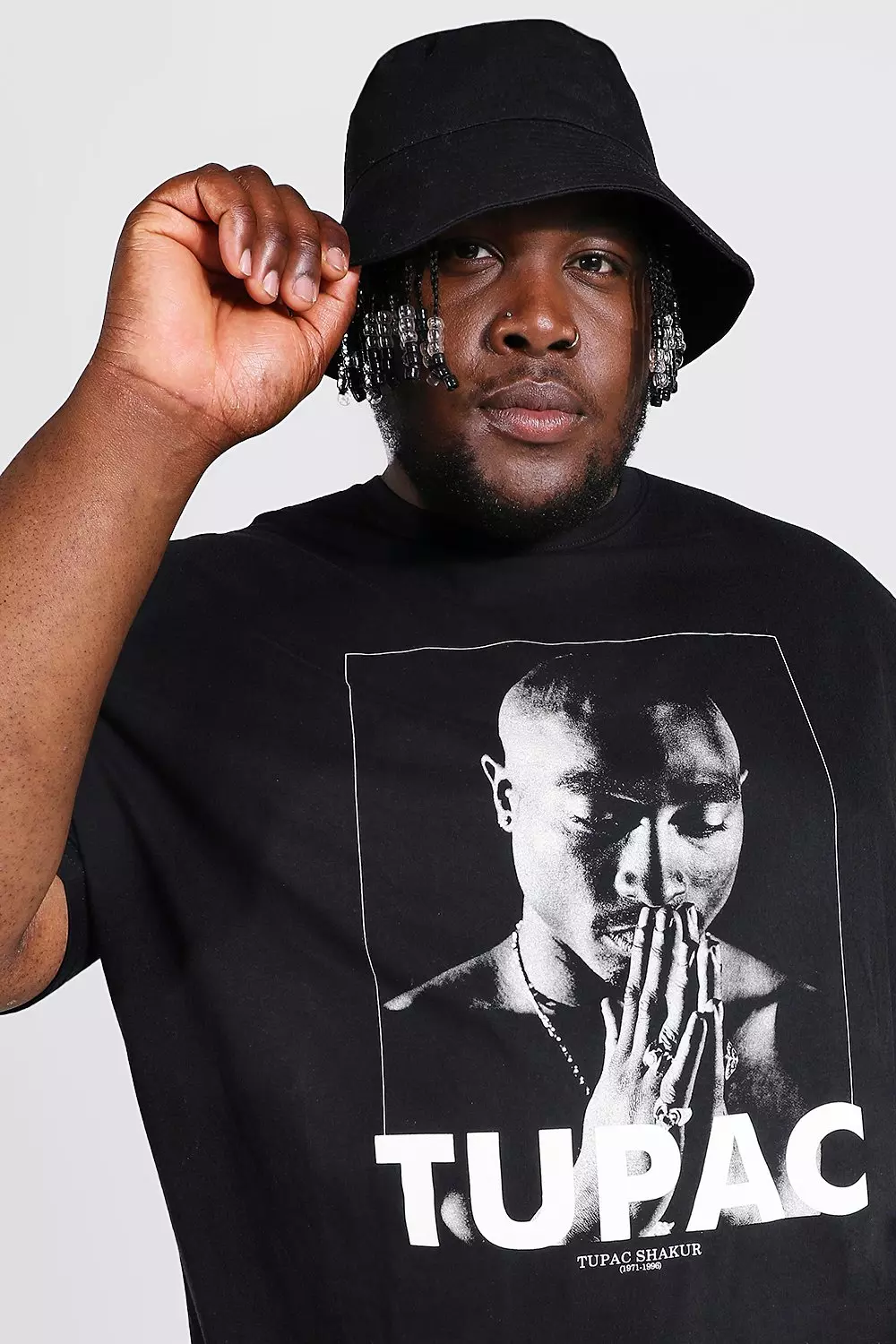 Zwart Plus Size Gelicenseerd Tupac T-Shirt alternatieve afbeelding