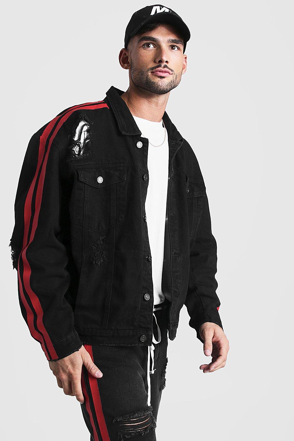 distressed denim jacket mens black