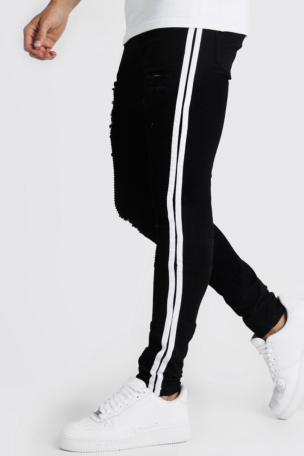 black and white biker jeans