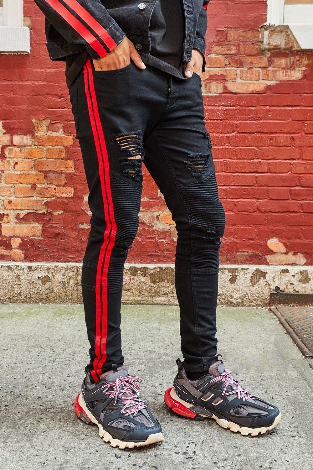 red biker jeans mens