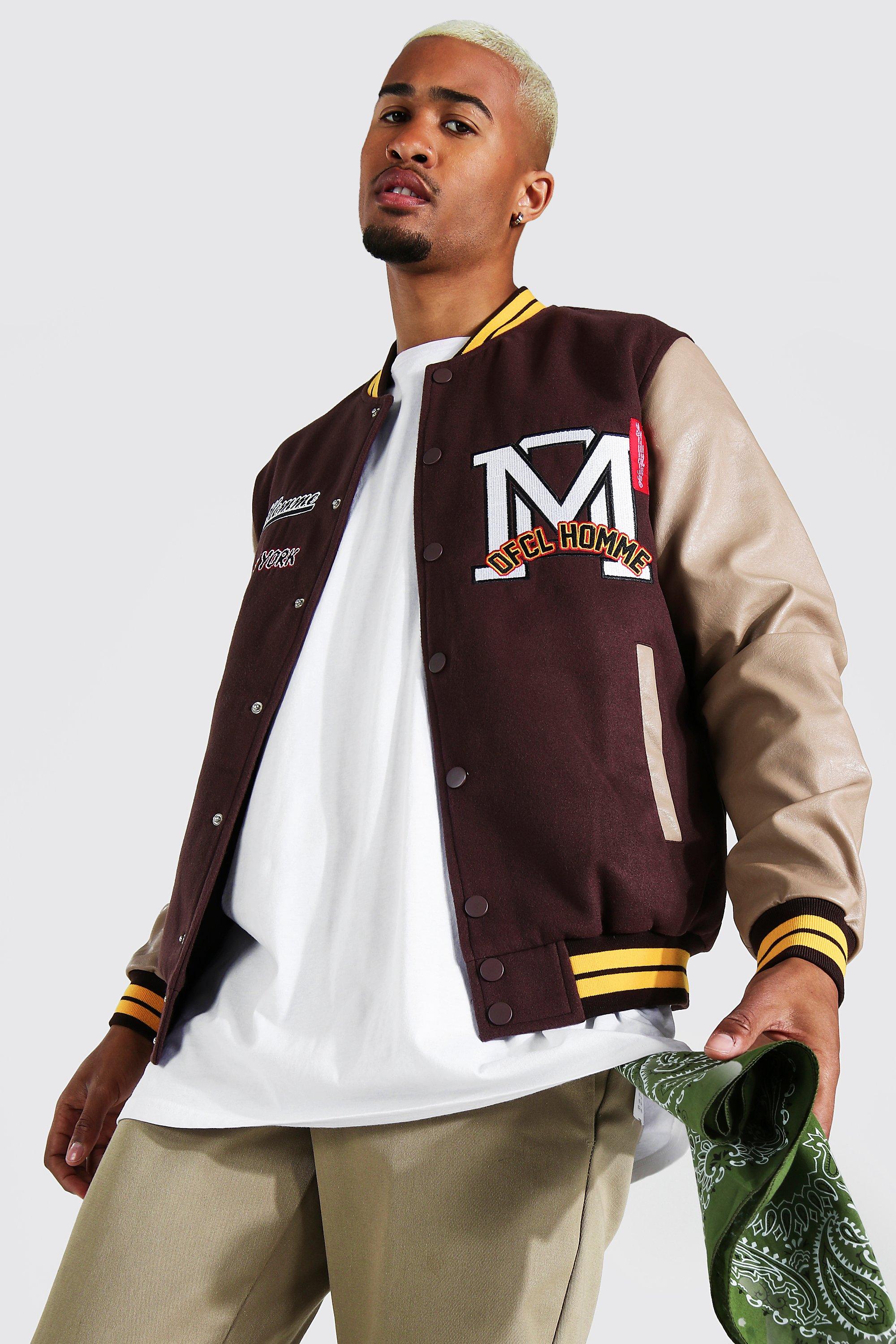 M Ofcl Homme Oversized Varsity Bomber | boohooMAN USA