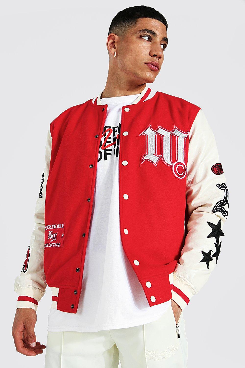 Oversized Los Angeles Varsity Bomber | boohooMAN