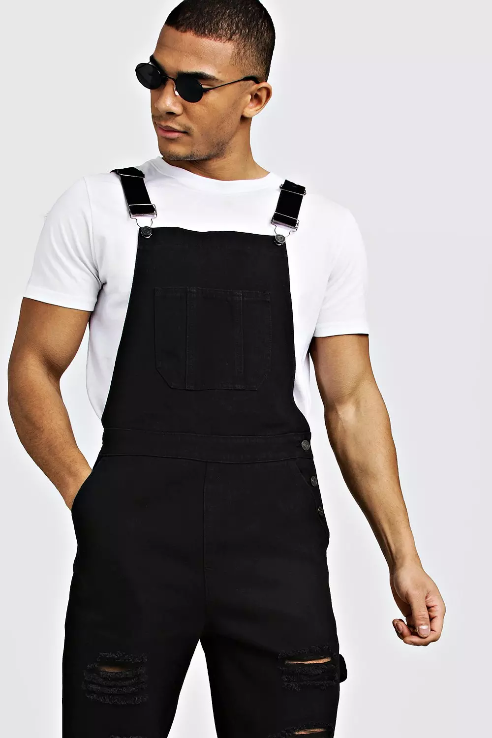 Mens slim fit black overalls deals