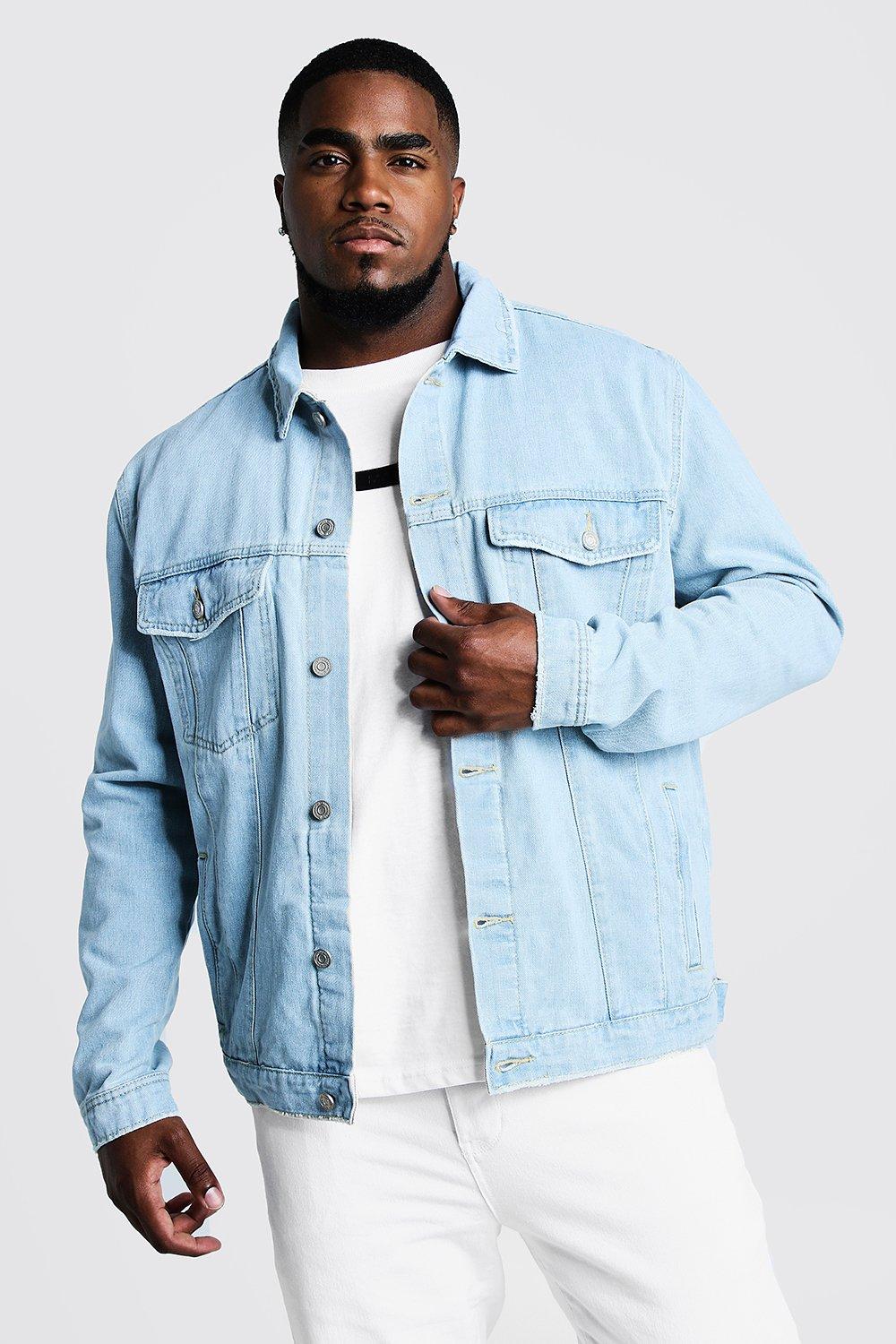 big and tall white denim jacket