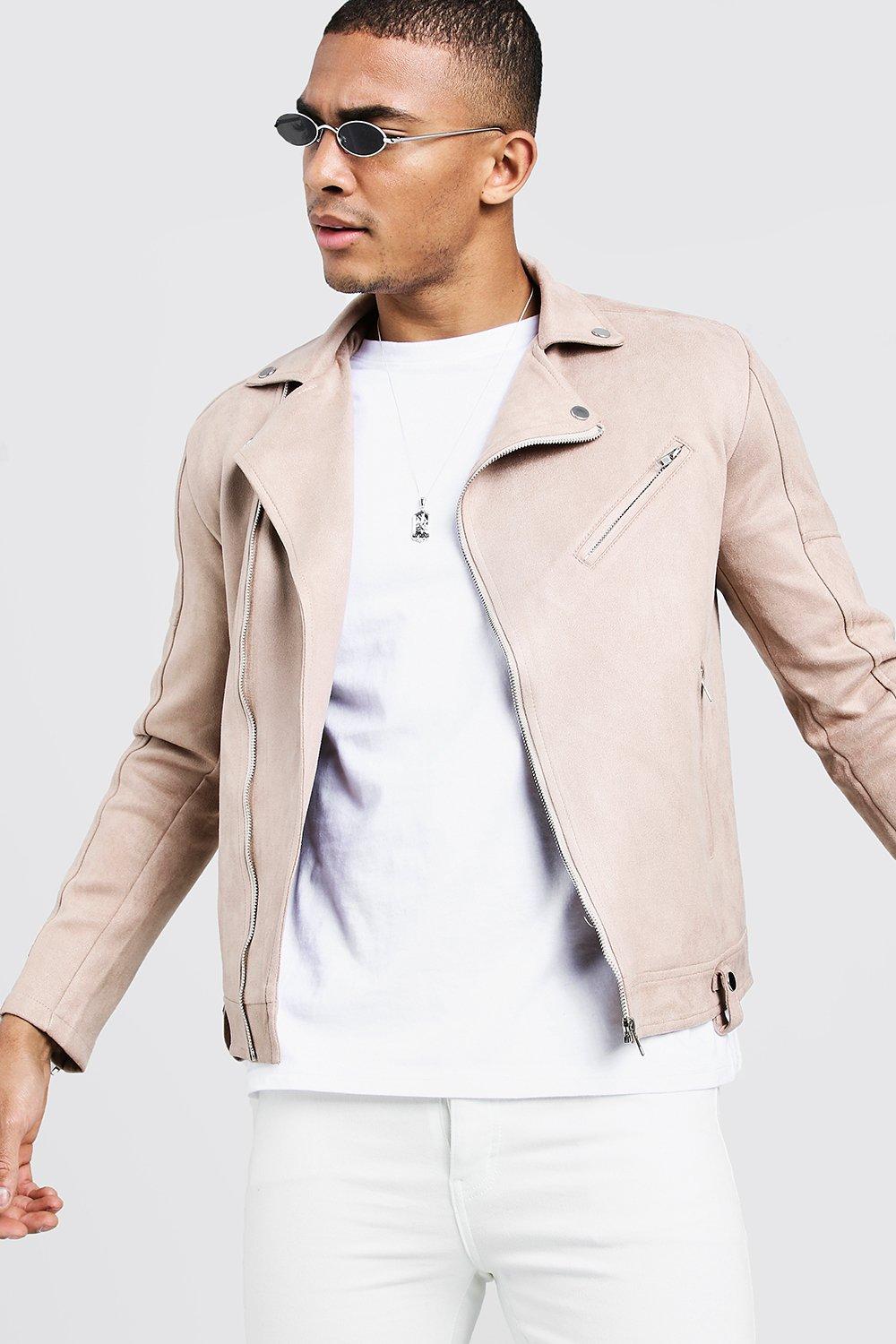 mens tan suede biker jacket