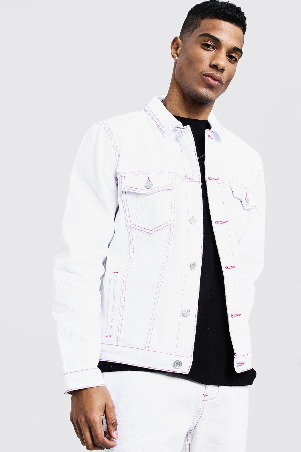 men's white denim jacket