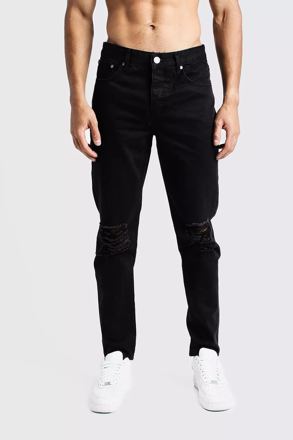 Black jeggings with ripped knees sale