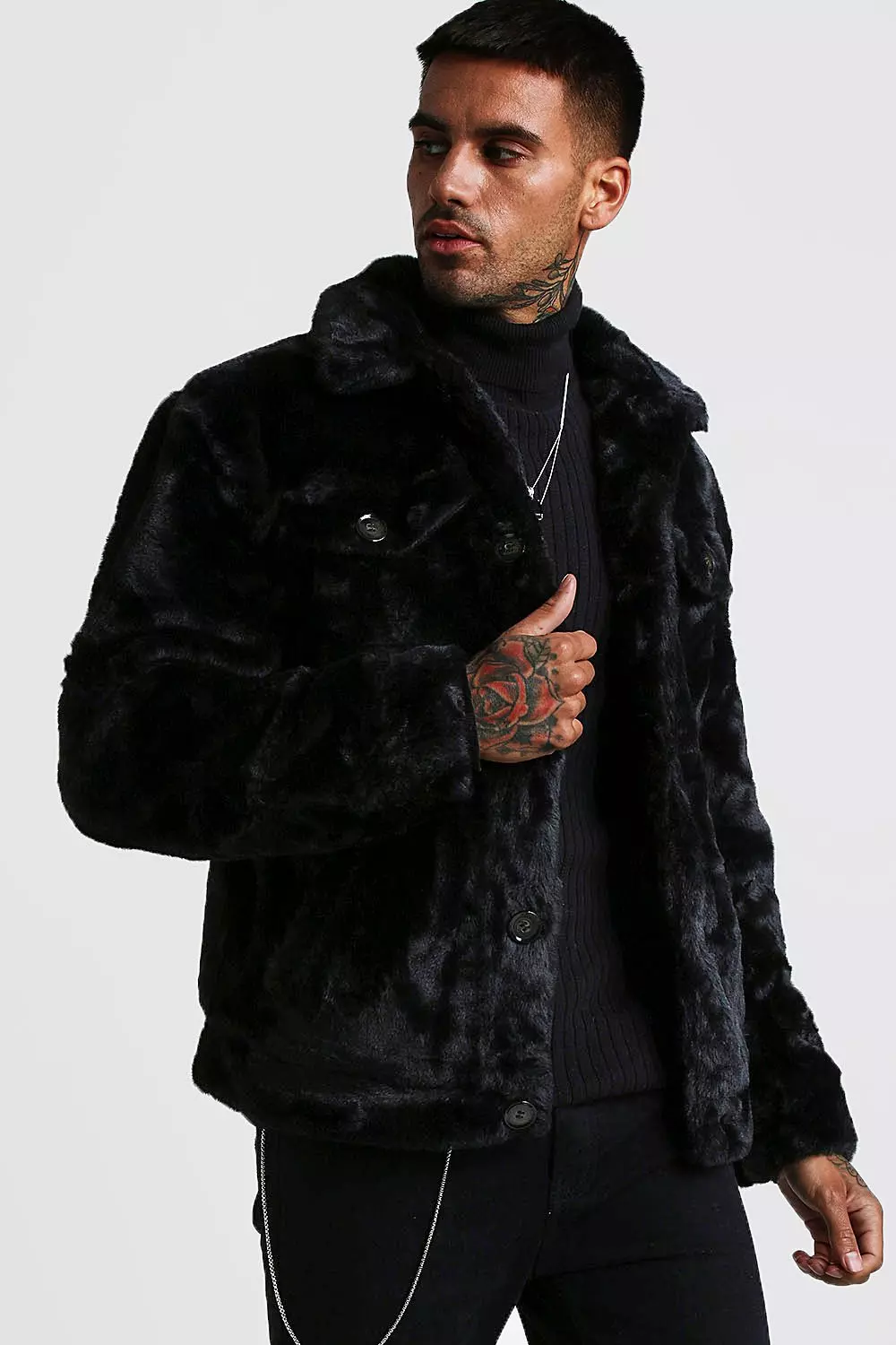 Faux Fur Trucker Jacket boohooMAN USA