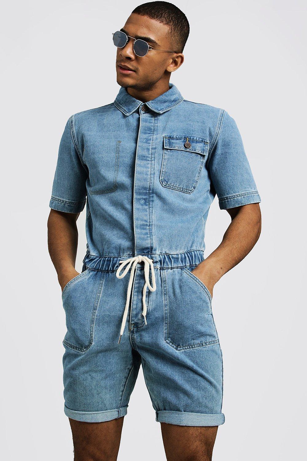 denim jumpsuit shorts