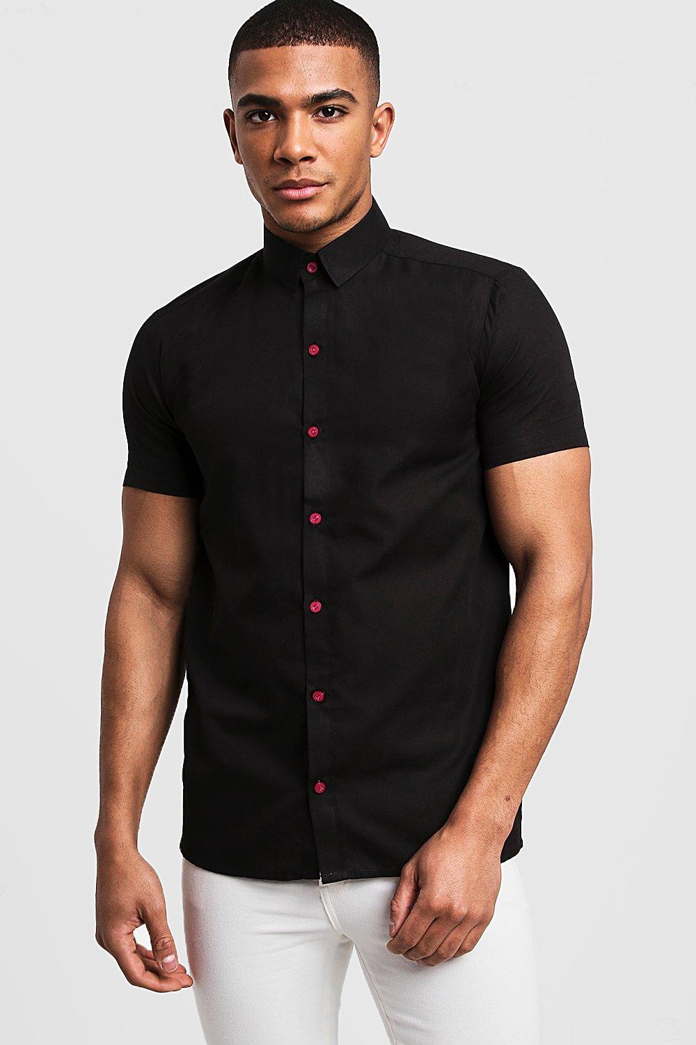 slim fit short sleeve button down