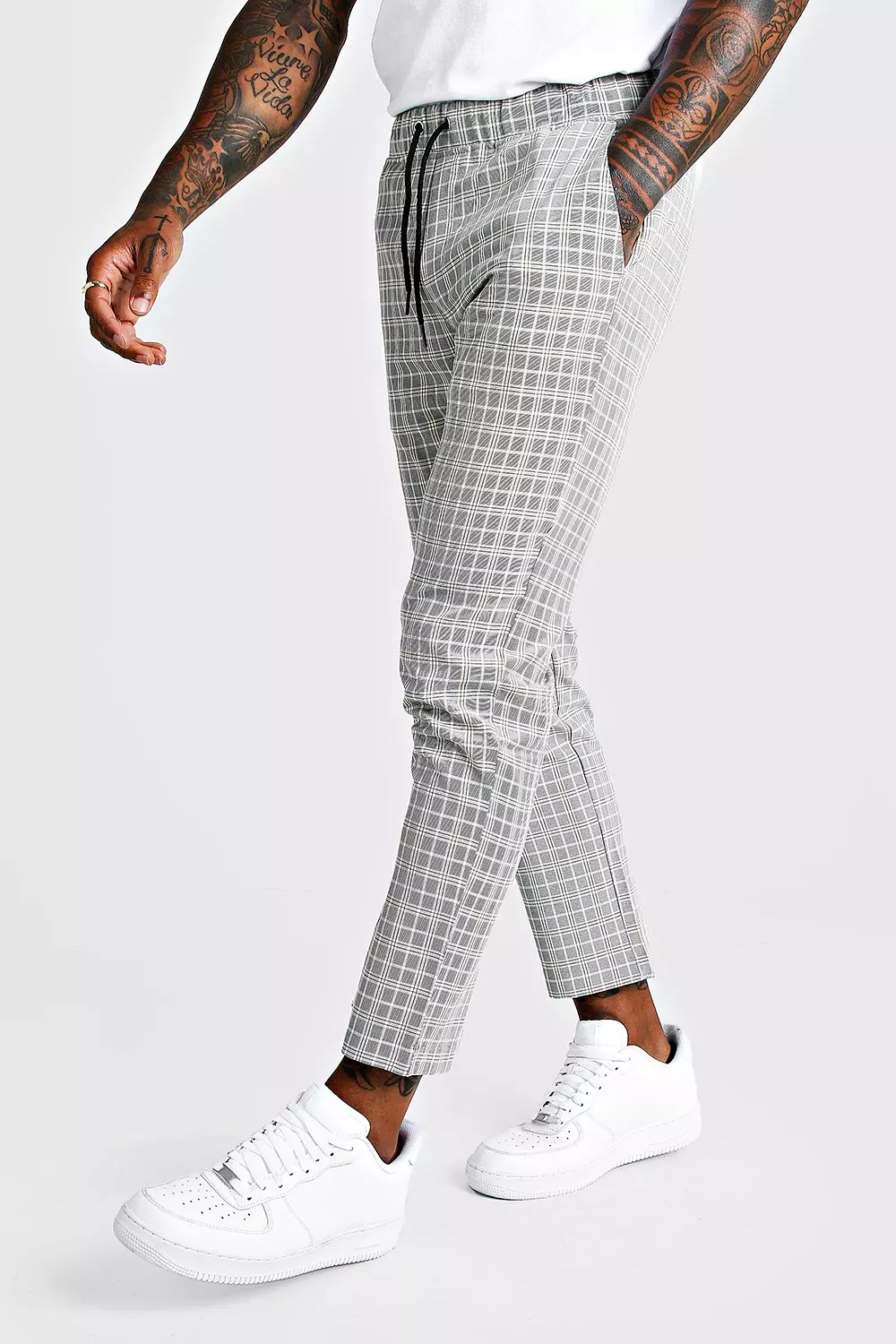 Checked smart joggers on sale