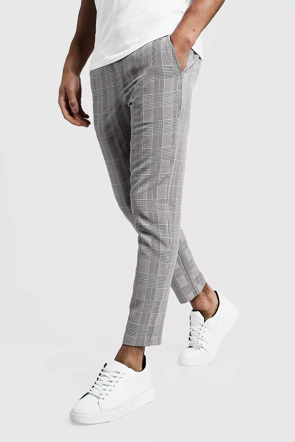 Boohooman smart checked jogger online