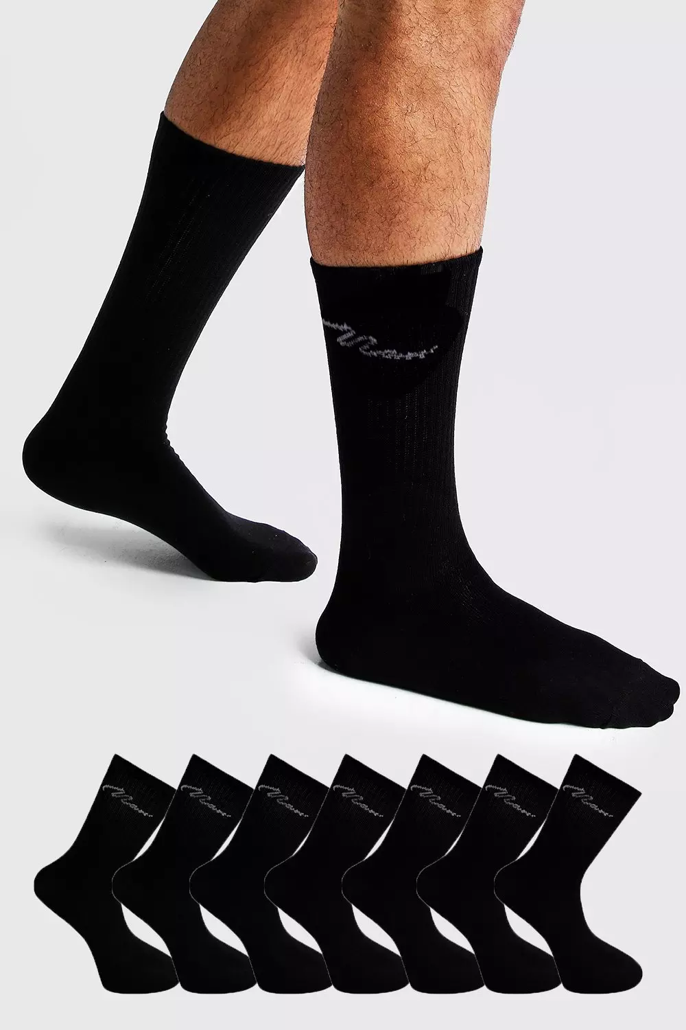 MAN Signature 7 Pack Sport Socks Black