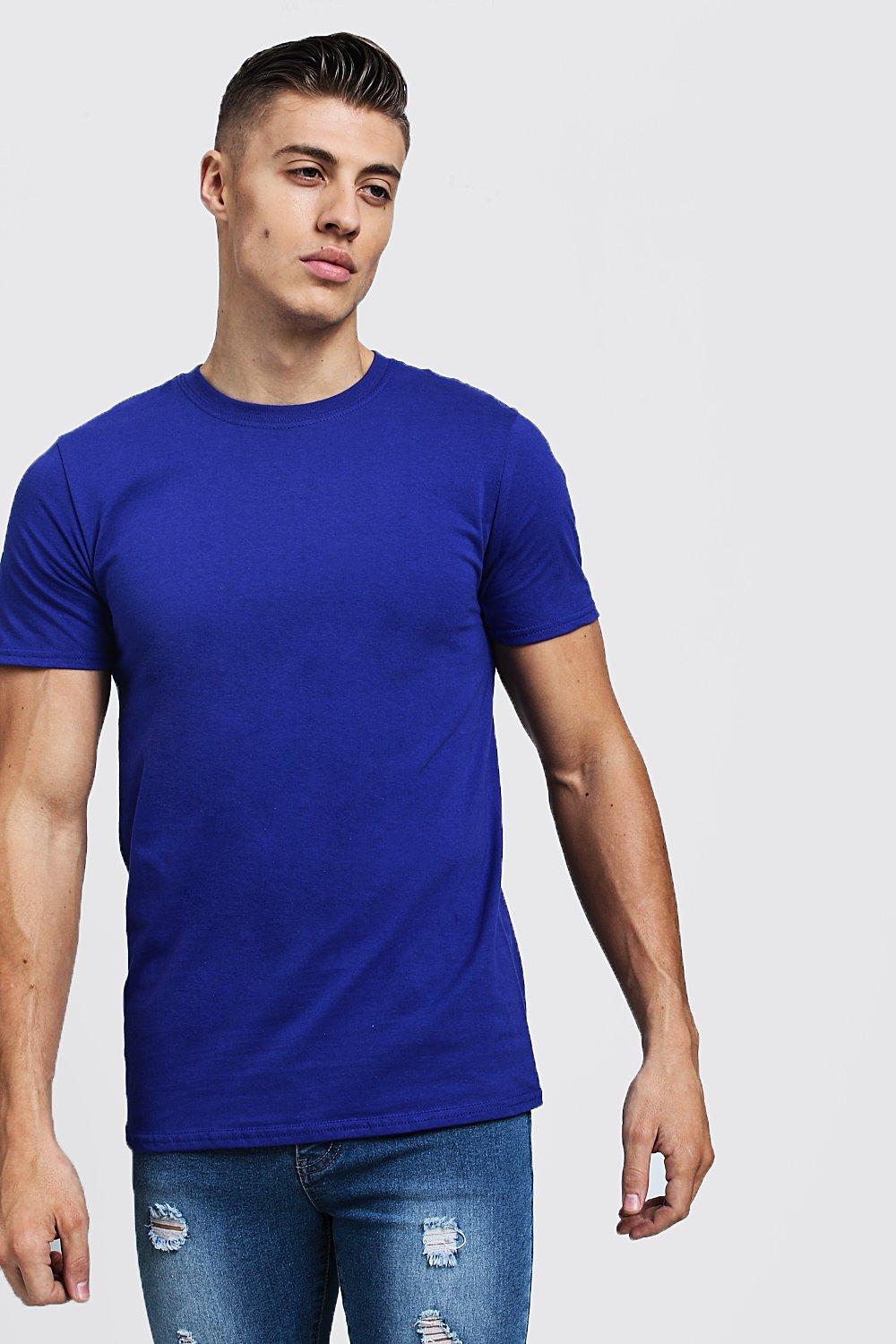 Cobalt Blue Crew Neck T-Shirt - boohooMAN