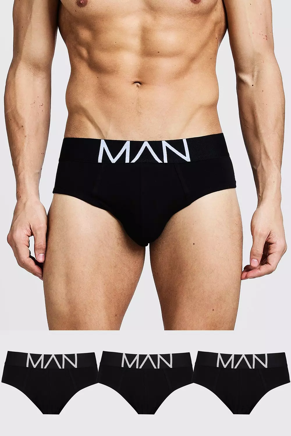 3er-Pack Boxershorts mit Man-Logo, Schwarz alternatives Bild