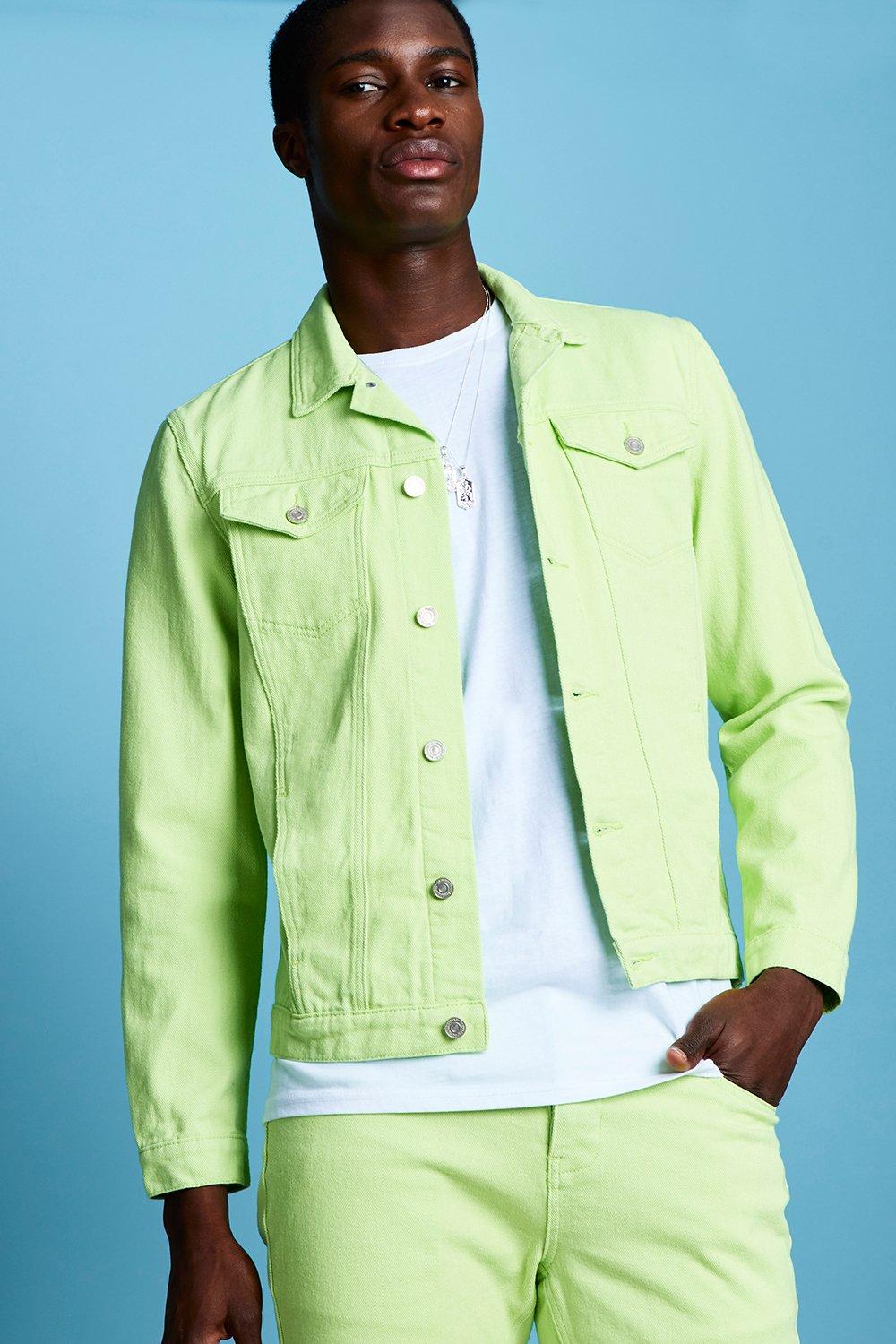 neon green denim jacket