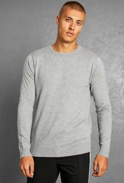 Grey Regular Crew Neck Sweater
