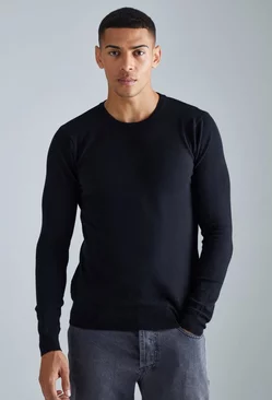 Black Regular Crew Neck Sweater