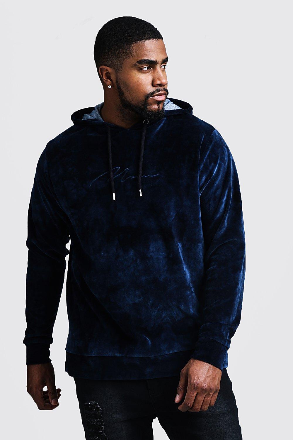 navy velour hoodie