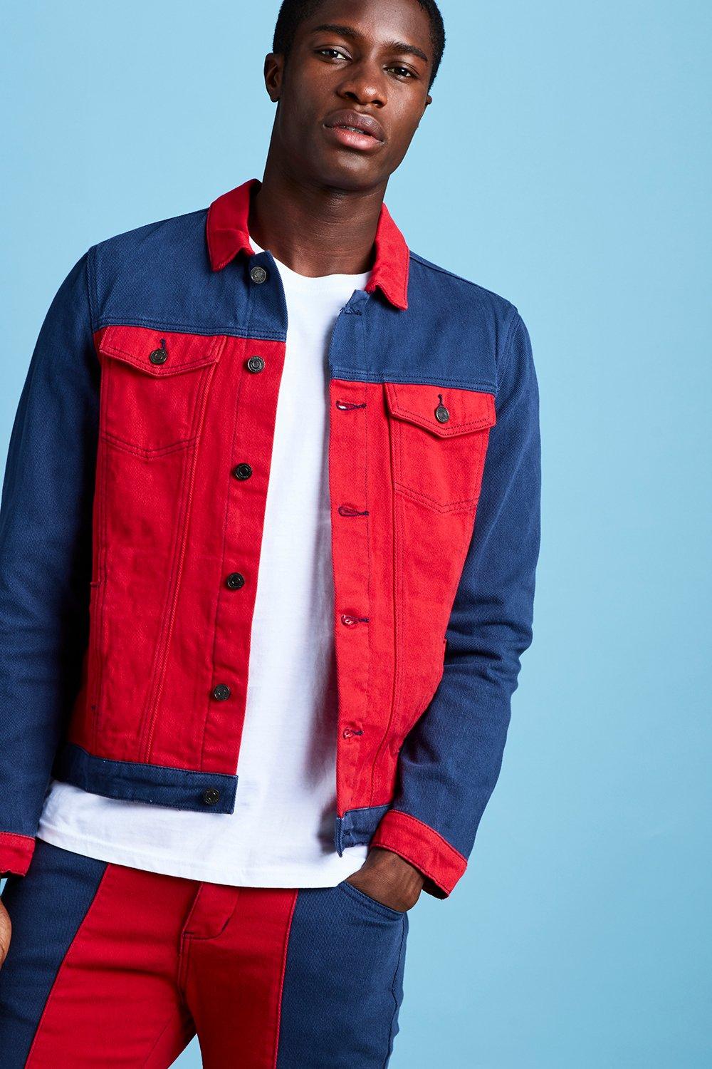 colour block denim jacket
