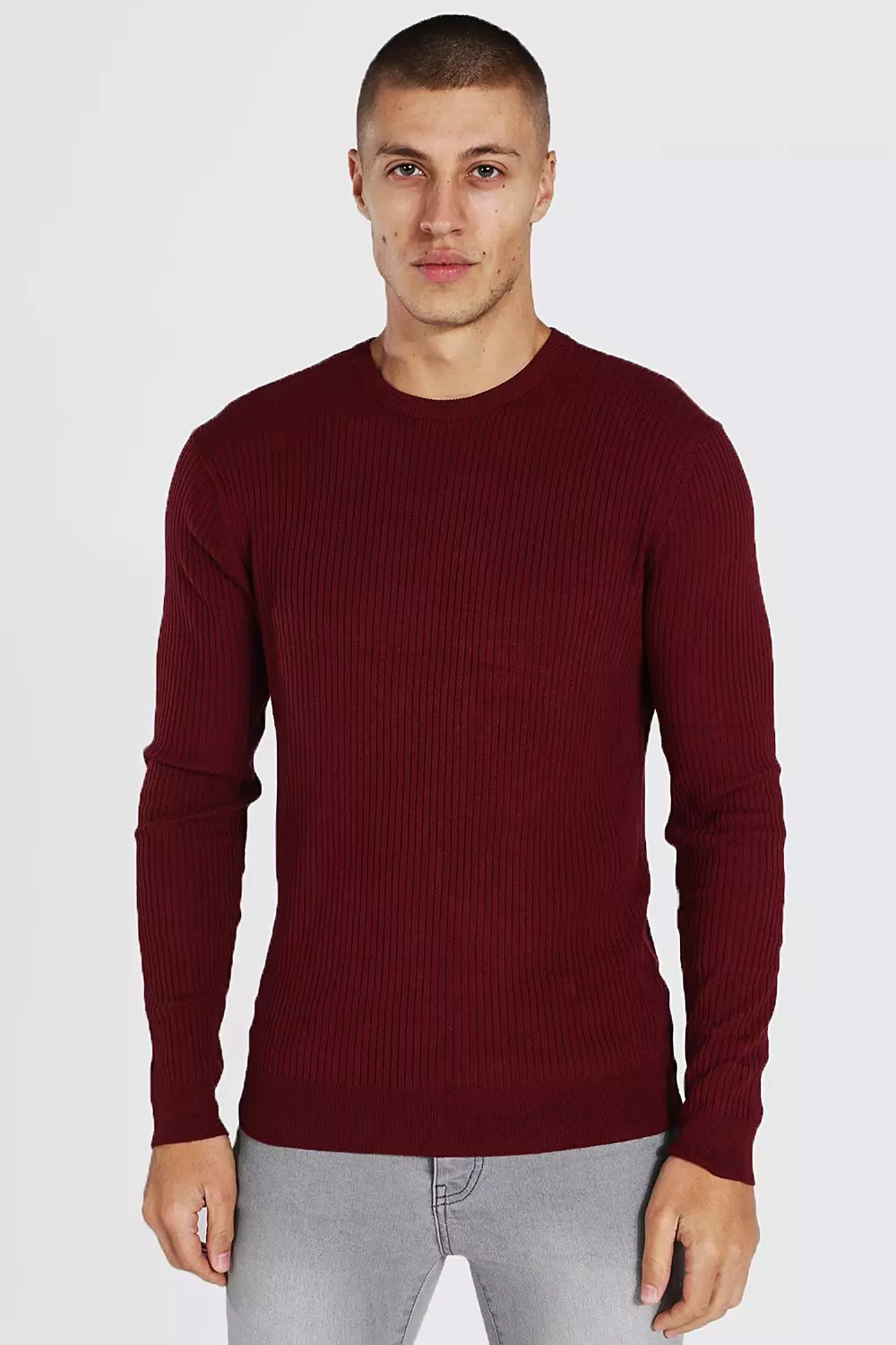 Crew neck ribbed jumper best sale