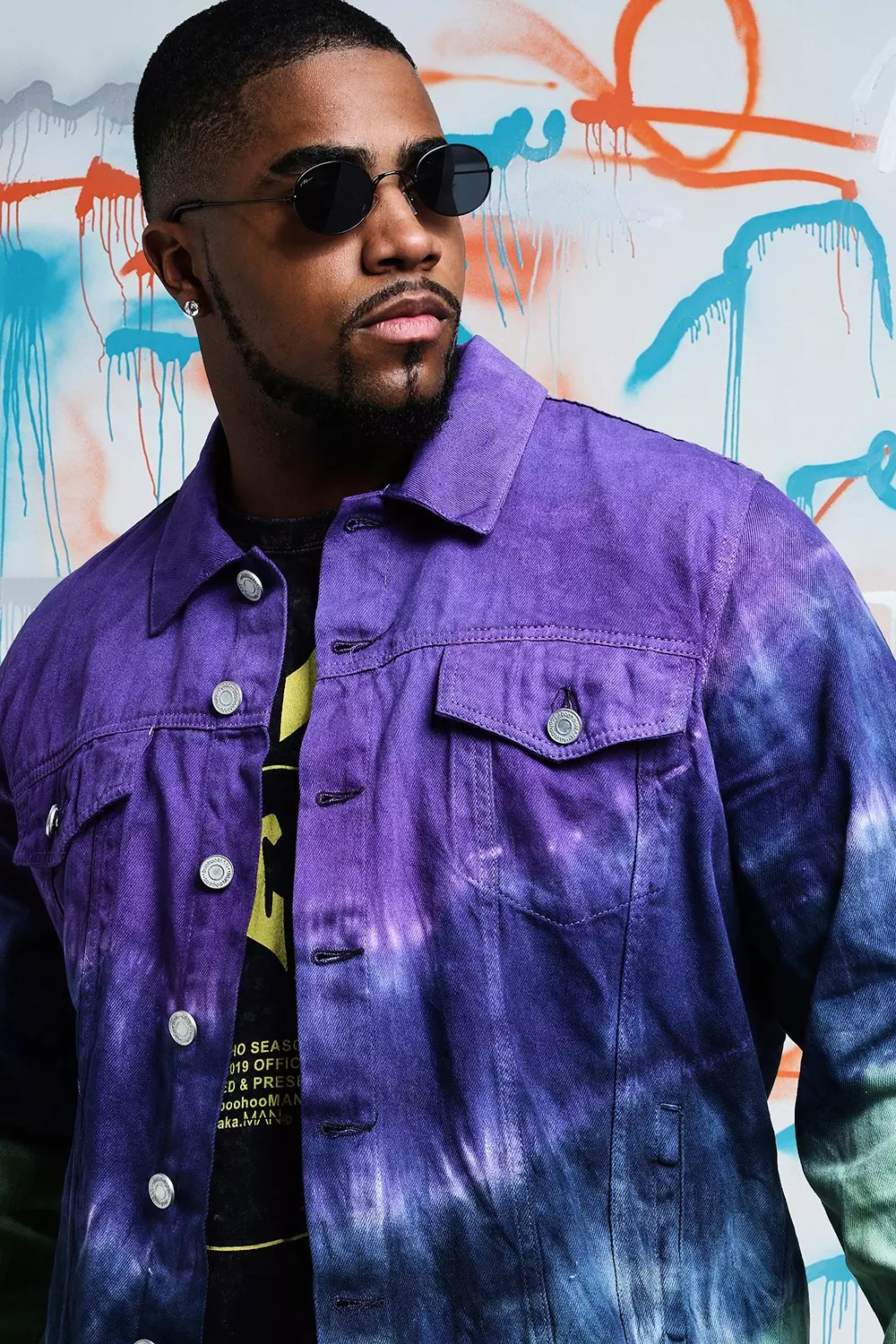 Plus Size Quavo Tie Dye Denim Jacket boohooMAN USA