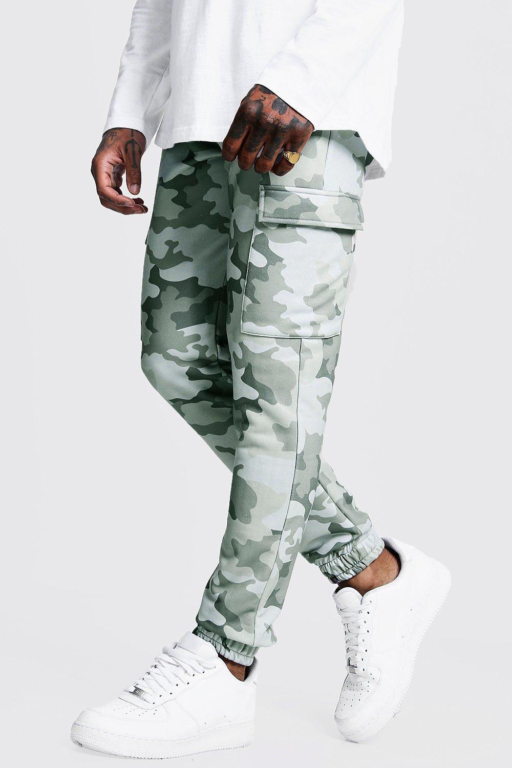 grey camo print cargo pants