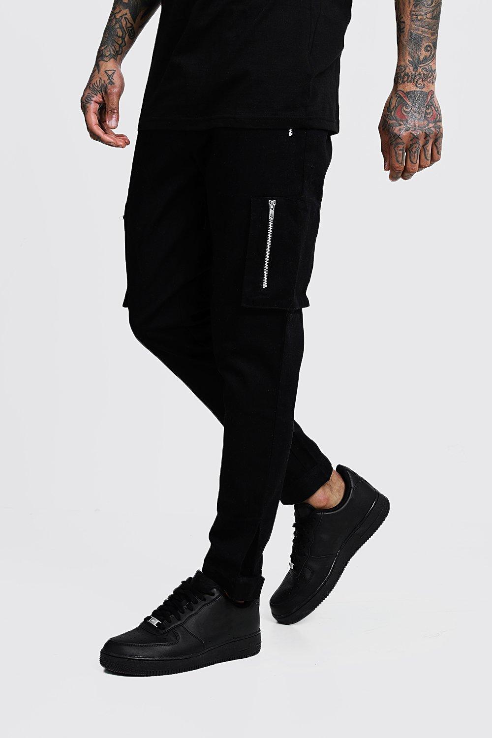 skinny black cargo trousers