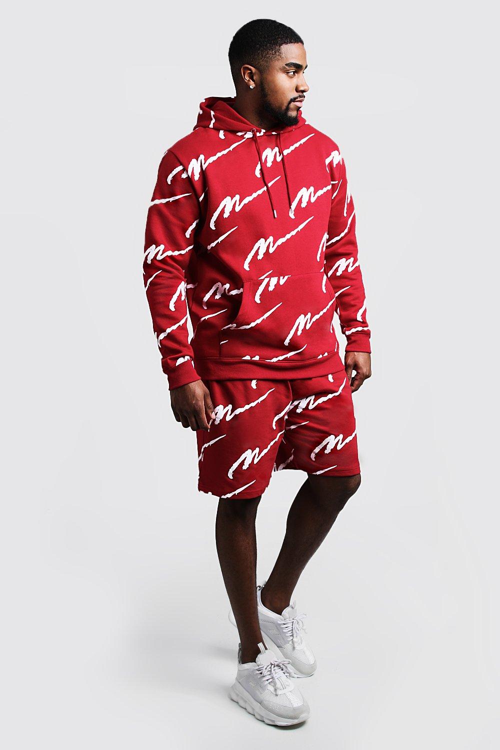 red boohooman tracksuit