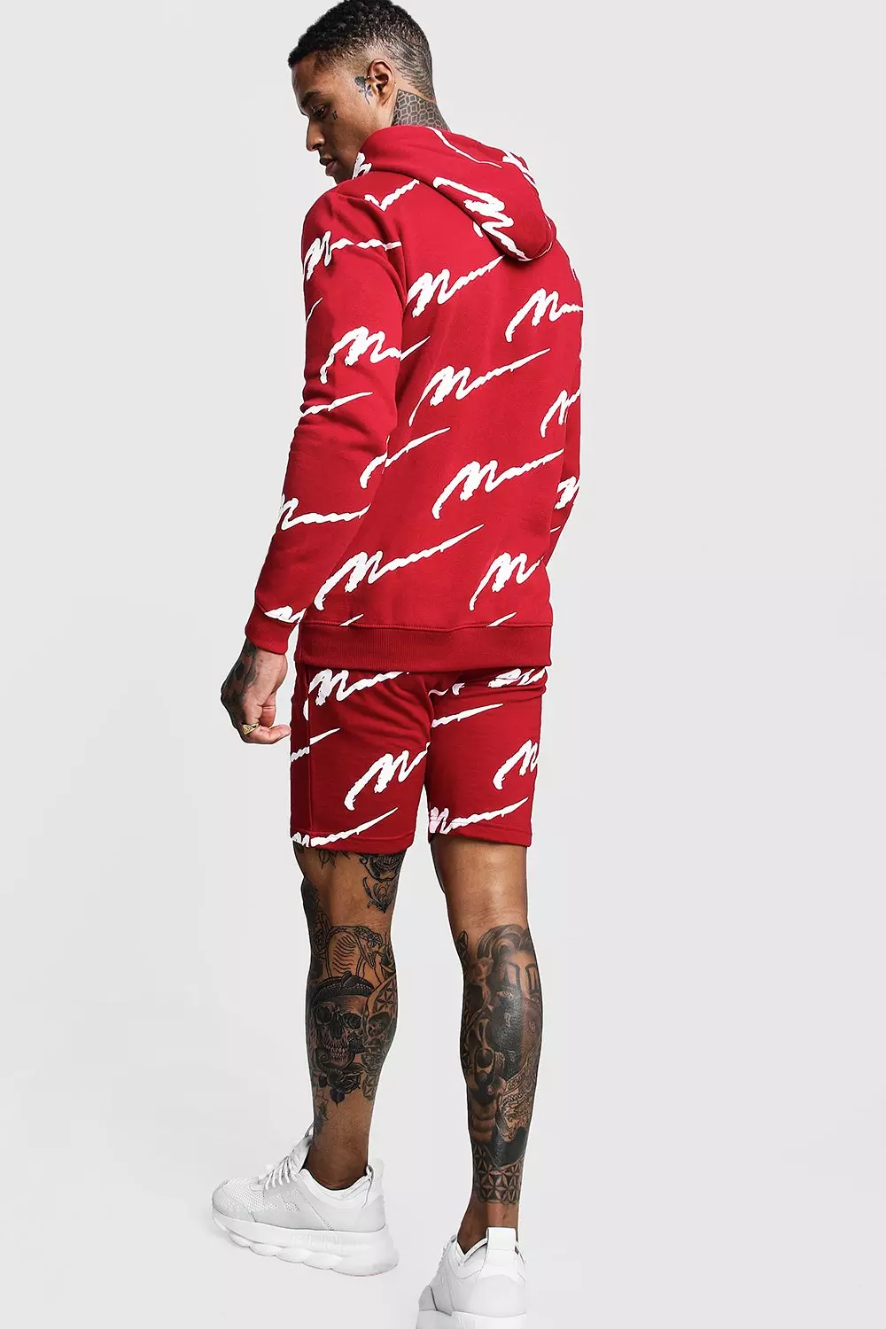 All over man printed hooded short tracksuit sale