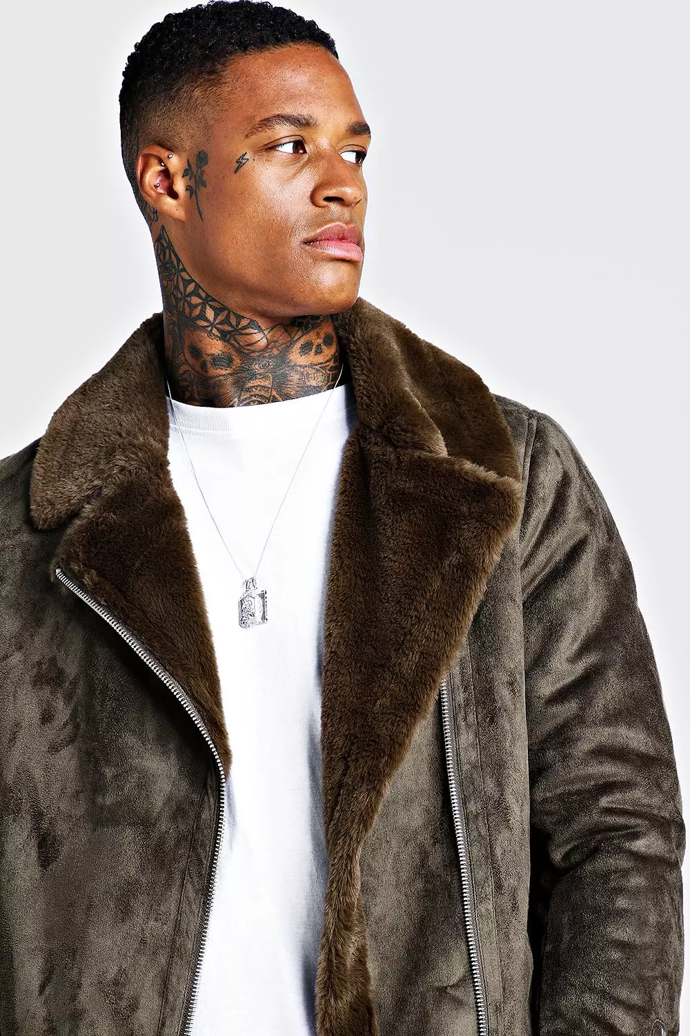 Faux Fur Lined Suede Aviator boohooMAN AU